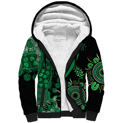 Australia Minority Mental Health Support Personalised Sherpa Hoodie Aboriginal Ribbon Dot Painting