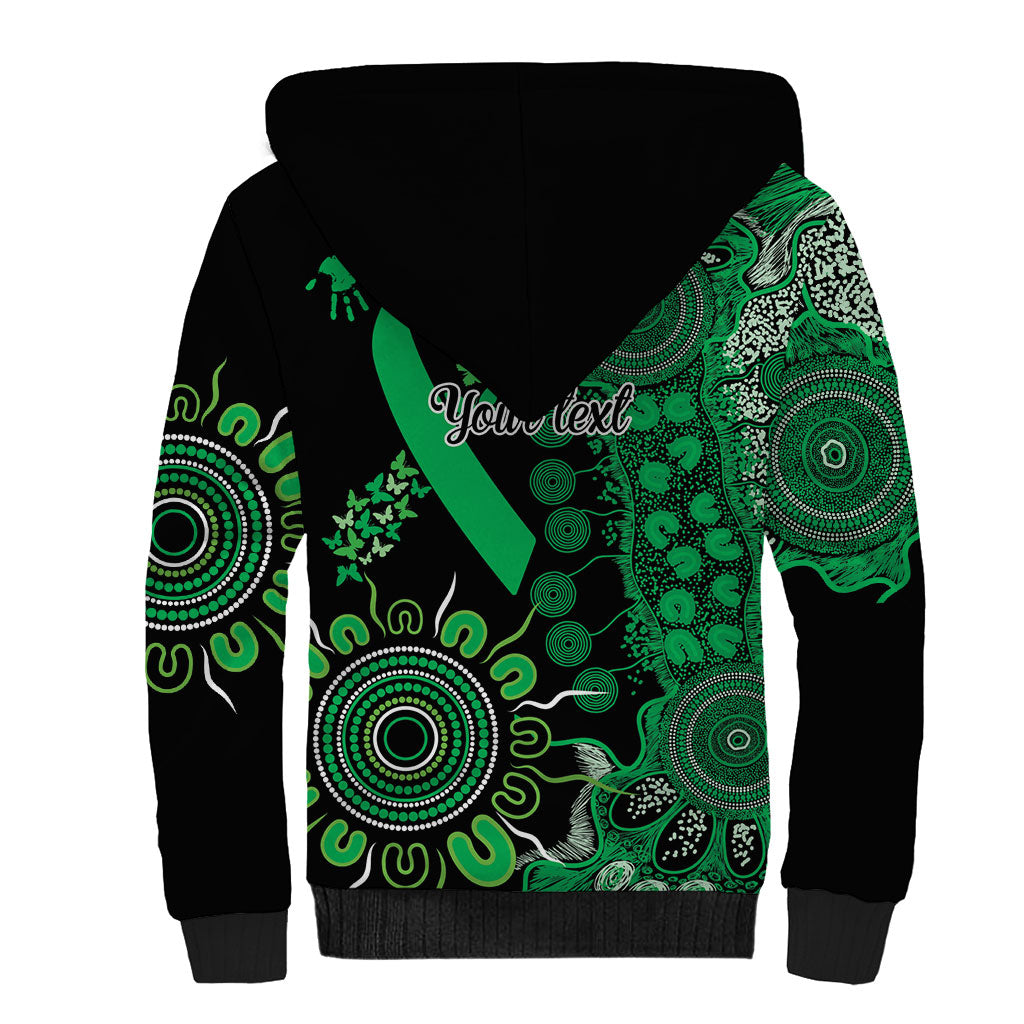 Australia Minority Mental Health Support Personalised Sherpa Hoodie Aboriginal Ribbon Dot Painting