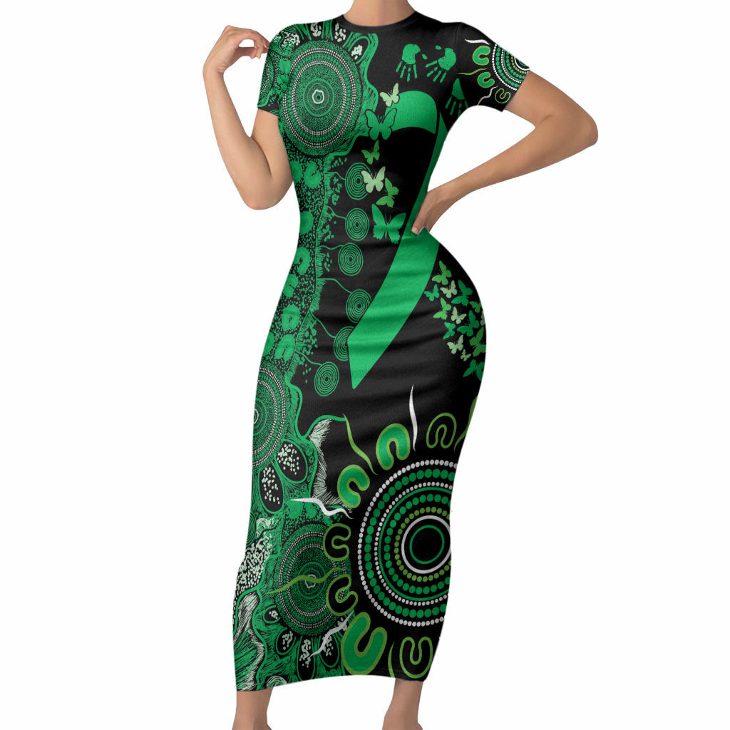 Australia Minority Mental Health Support Personalised Short Sleeve Bodycon Dress Aboriginal Ribbon Dot Painting