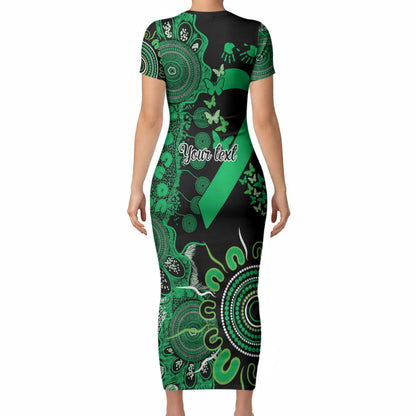 Australia Minority Mental Health Support Personalised Short Sleeve Bodycon Dress Aboriginal Ribbon Dot Painting