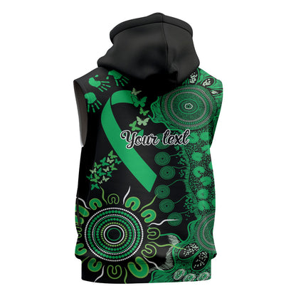 Australia Minority Mental Health Support Personalised Sleeveless Hoodie Aboriginal Ribbon Dot Painting