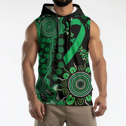 Australia Minority Mental Health Support Personalised Sleeveless Hoodie Aboriginal Ribbon Dot Painting