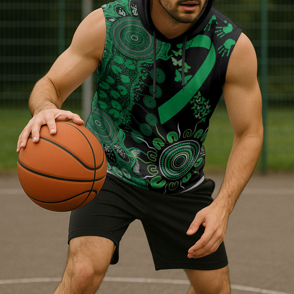 Australia Minority Mental Health Support Personalised Sleeveless Hoodie Aboriginal Ribbon Dot Painting