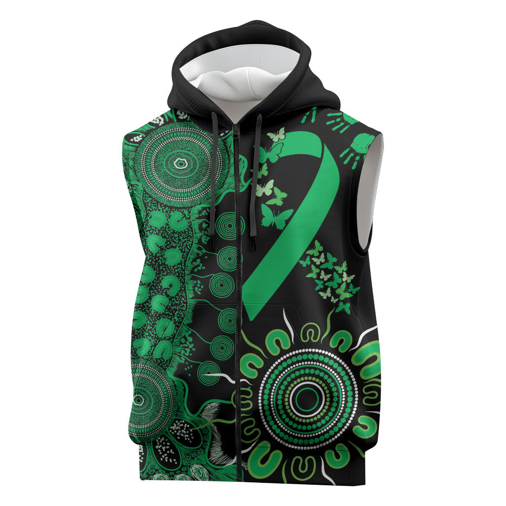 Australia Minority Mental Health Support Personalised Sleeveless Zip Hoodie Aboriginal Ribbon Dot Painting