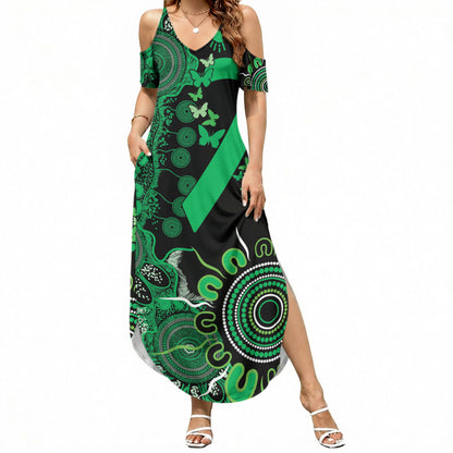 Australia Minority Mental Health Support Personalised Summer Maxi Dress Aboriginal Ribbon Dot Painting