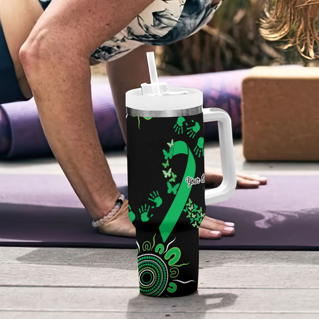 Australia Minority Mental Health Support Personalised Tumbler With Handle Aboriginal Ribbon Dot Painting