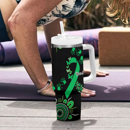 Australia Minority Mental Health Support Personalised Tumbler With Handle Aboriginal Ribbon Dot Painting