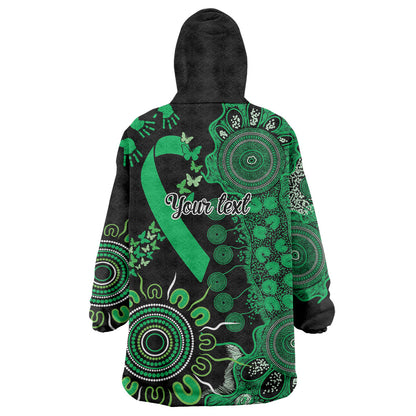Australia Minority Mental Health Support Personalised Wearable Blanket Hoodie Aboriginal Ribbon Dot Painting