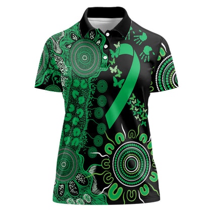 Australia Minority Mental Health Support Personalised Women Polo Shirt Aboriginal Ribbon Dot Painting