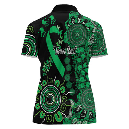 Australia Minority Mental Health Support Personalised Women Polo Shirt Aboriginal Ribbon Dot Painting