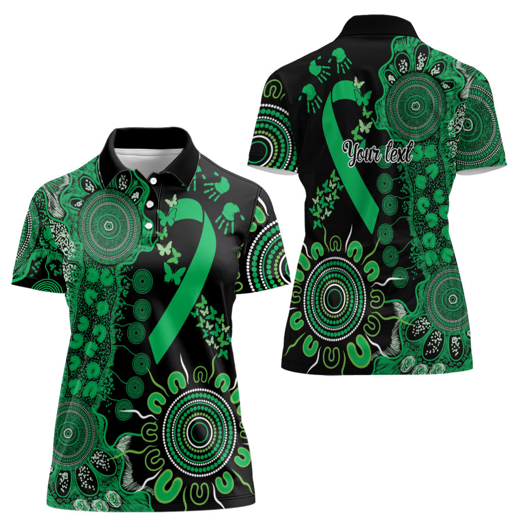 Australia Minority Mental Health Support Personalised Women Polo Shirt Aboriginal Ribbon Dot Painting