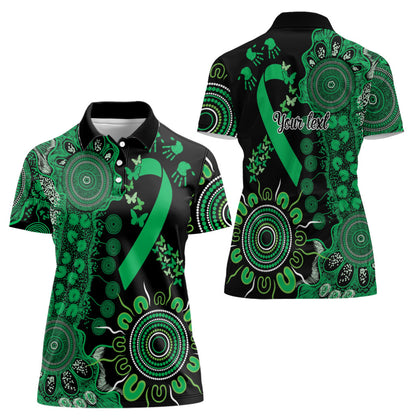 Australia Minority Mental Health Support Personalised Women Polo Shirt Aboriginal Ribbon Dot Painting