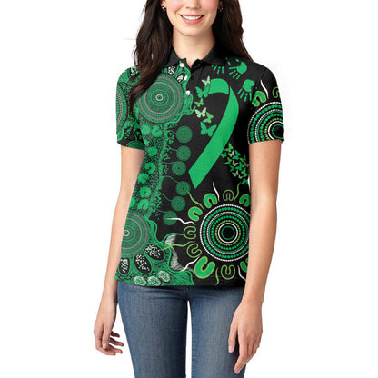Australia Minority Mental Health Support Personalised Women Polo Shirt Aboriginal Ribbon Dot Painting