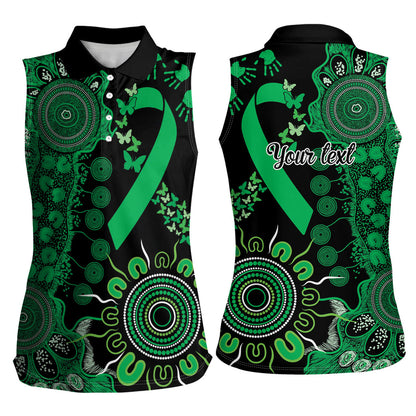 Australia Minority Mental Health Support Personalised Women Sleeveless Polo Shirt Aboriginal Ribbon Dot Painting