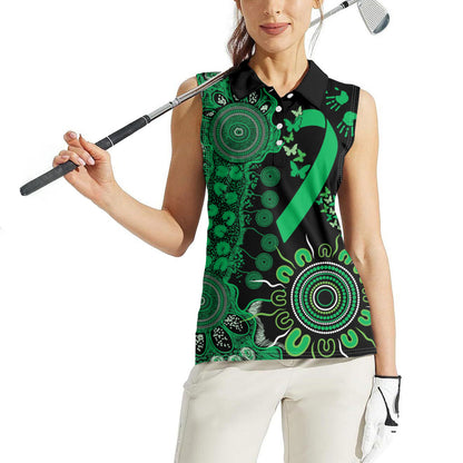 Australia Minority Mental Health Support Personalised Women Sleeveless Polo Shirt Aboriginal Ribbon Dot Painting