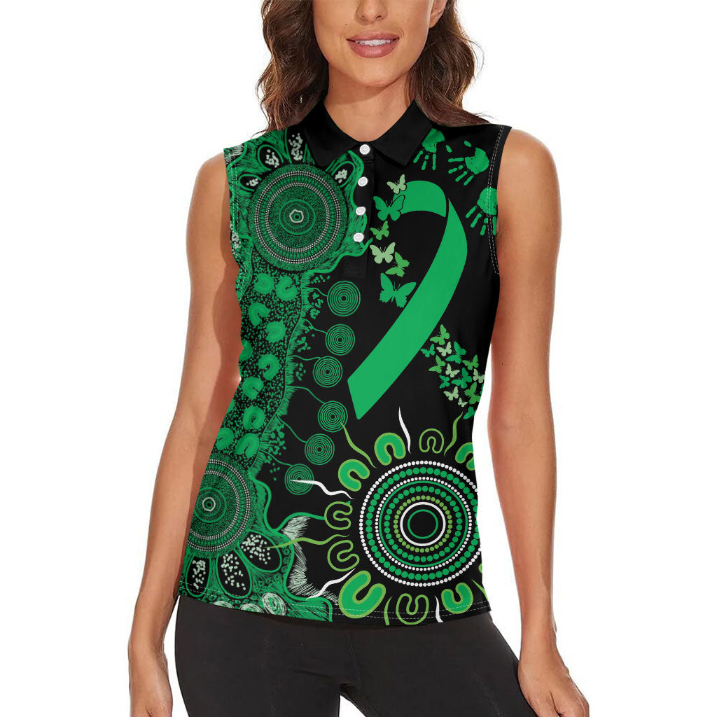 Australia Minority Mental Health Support Personalised Women Sleeveless Polo Shirt Aboriginal Ribbon Dot Painting