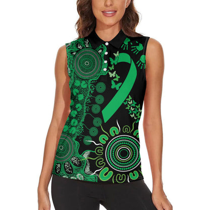 Australia Minority Mental Health Support Personalised Women Sleeveless Polo Shirt Aboriginal Ribbon Dot Painting