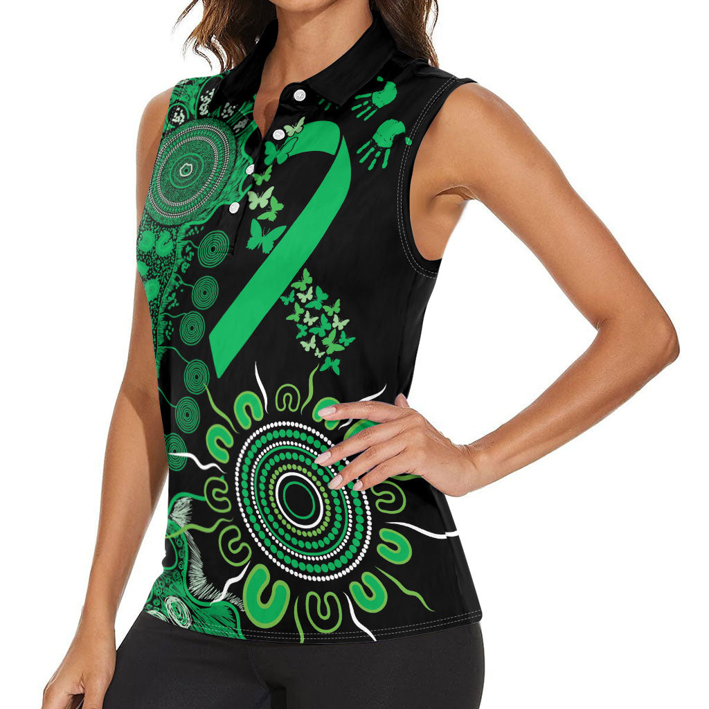 Australia Minority Mental Health Support Personalised Women Sleeveless Polo Shirt Aboriginal Ribbon Dot Painting
