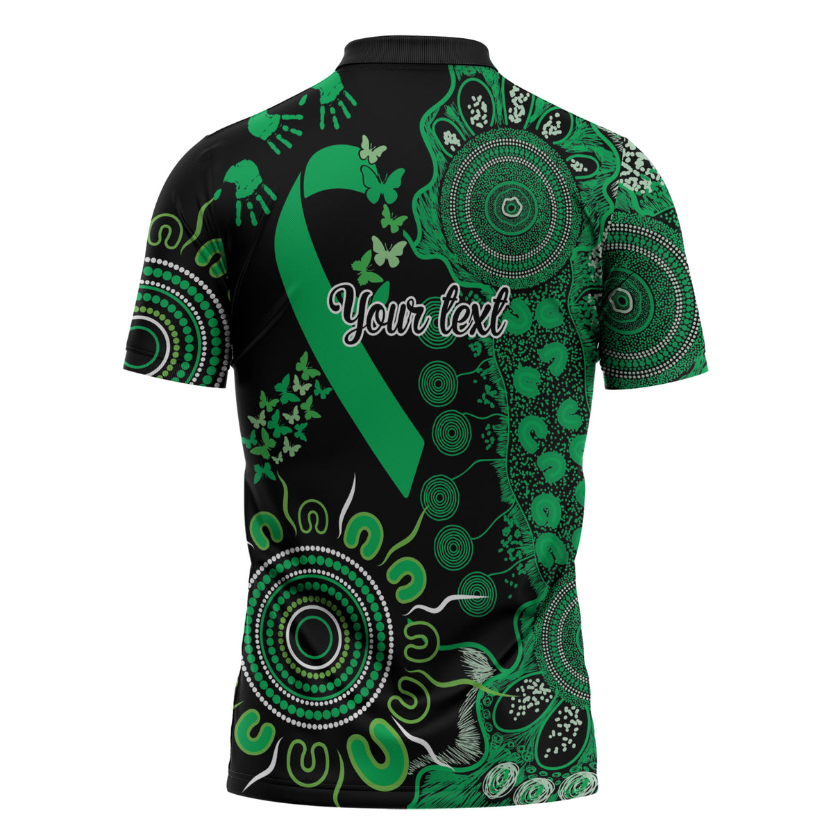 Australia Minority Mental Health Support Personalised Zipper Polo Shirt Aboriginal Ribbon Dot Painting