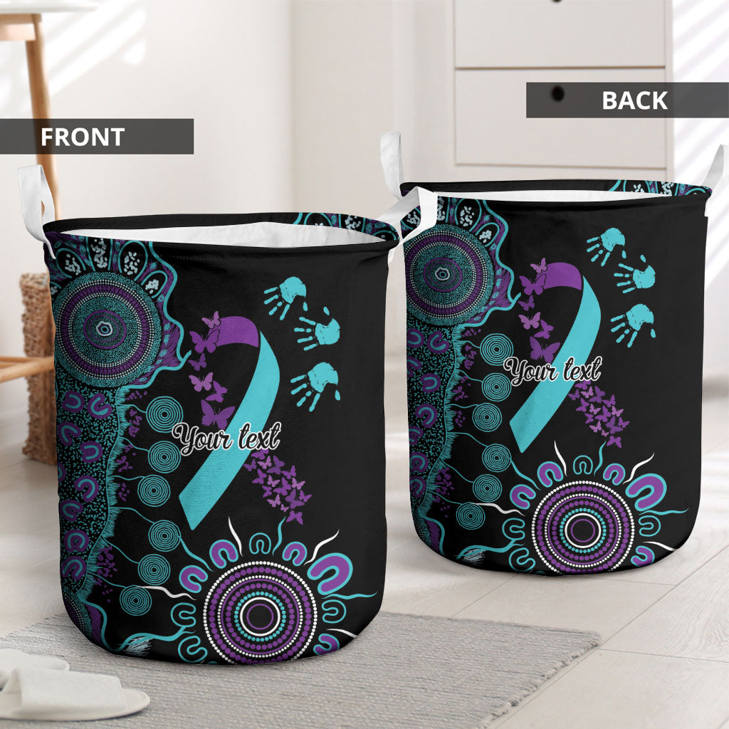 Australia You Matter Suicide Prevention Support Personalised Laundry Basket Aboriginal Ribbon Dot Painting
