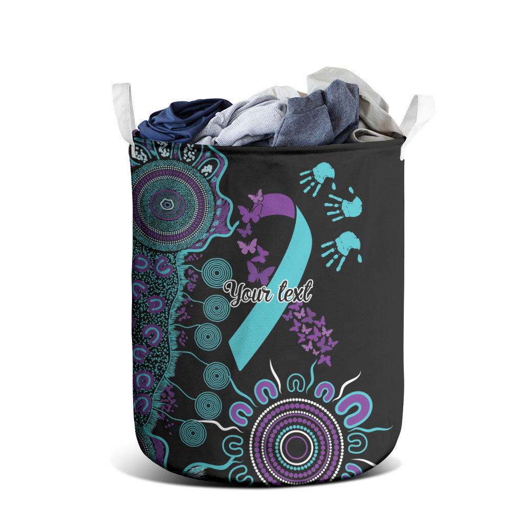 Australia You Matter Suicide Prevention Support Personalised Laundry Basket Aboriginal Ribbon Dot Painting