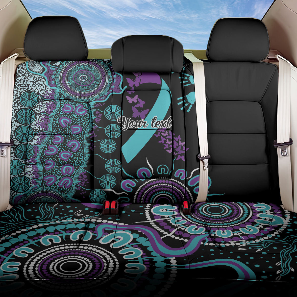 Australia You Matter Suicide Prevention Support Personalised Back Car Seat Cover Aboriginal Ribbon Dot Painting