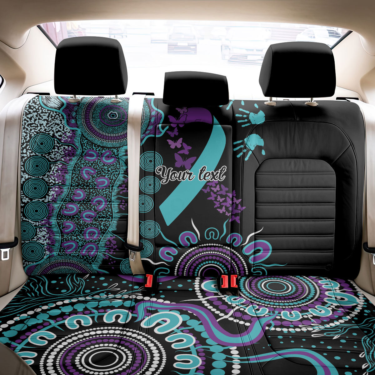 Australia You Matter Suicide Prevention Support Personalised Back Car Seat Cover Aboriginal Ribbon Dot Painting