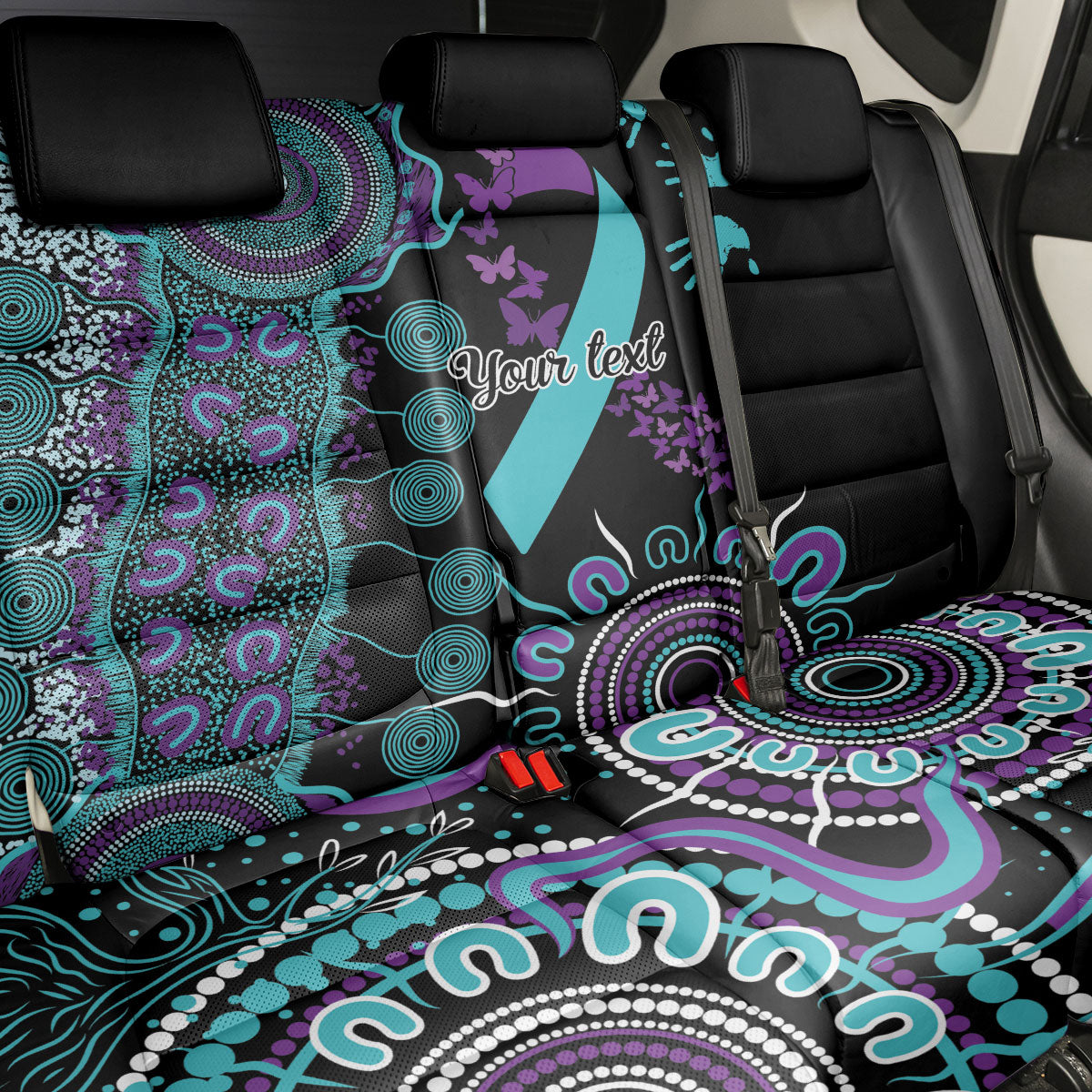 Australia You Matter Suicide Prevention Support Personalised Back Car Seat Cover Aboriginal Ribbon Dot Painting