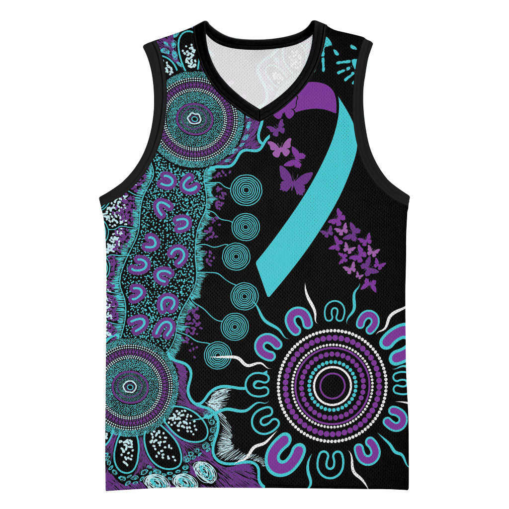 Australia You Matter Suicide Prevention Support Personalised Basketball Jersey Aboriginal Ribbon Dot Painting