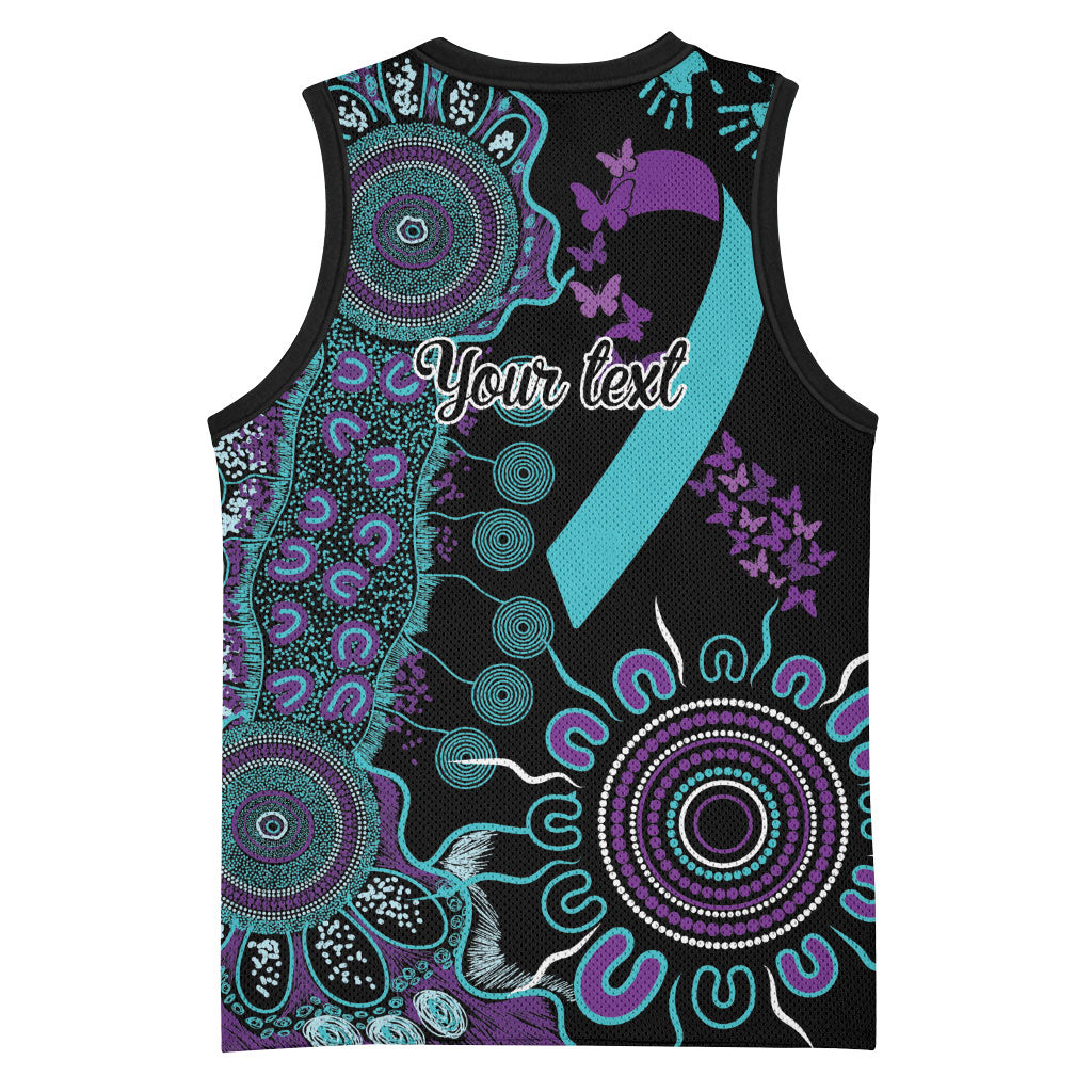 Australia You Matter Suicide Prevention Support Personalised Basketball Jersey Aboriginal Ribbon Dot Painting