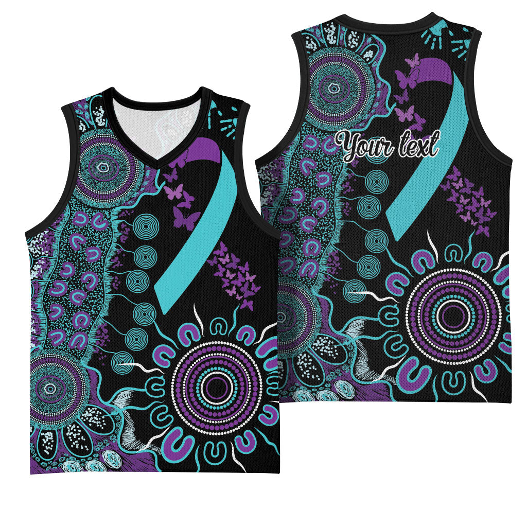 Australia You Matter Suicide Prevention Support Personalised Basketball Jersey Aboriginal Ribbon Dot Painting