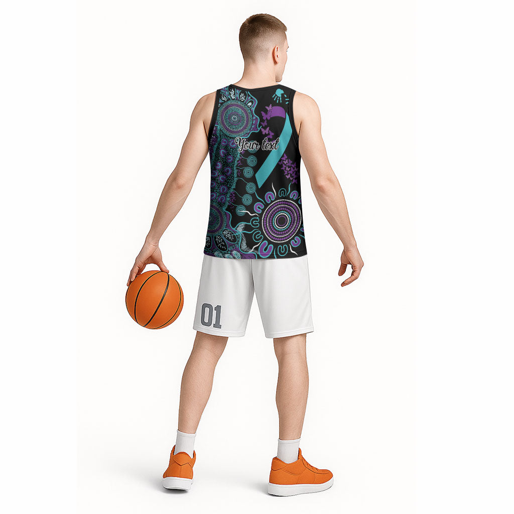 Australia You Matter Suicide Prevention Support Personalised Basketball Jersey Aboriginal Ribbon Dot Painting