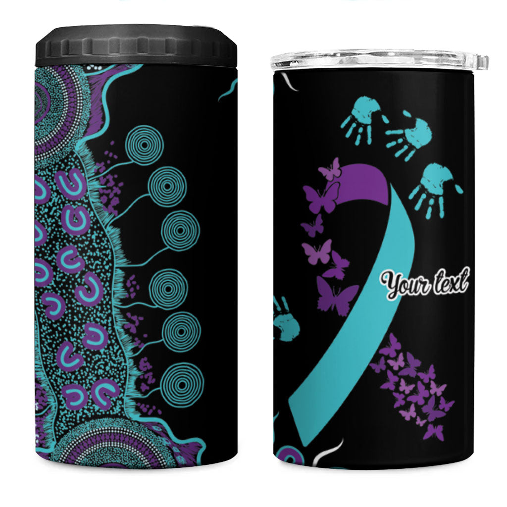 Australia You Matter Suicide Prevention Support Personalised 4 in 1 Can Cooler Tumbler Aboriginal Ribbon Dot Painting