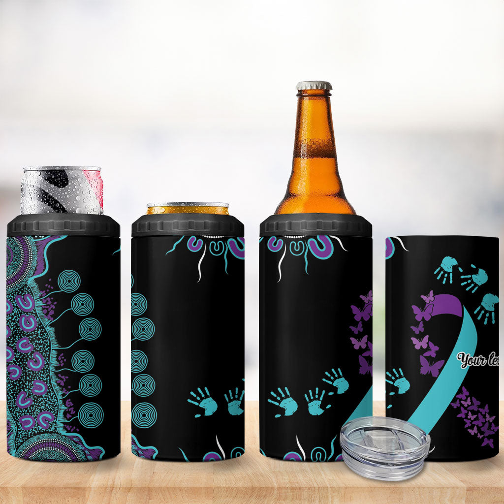 Australia You Matter Suicide Prevention Support Personalised 4 in 1 Can Cooler Tumbler Aboriginal Ribbon Dot Painting