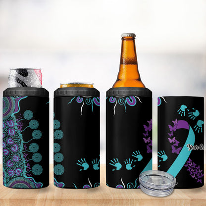 Australia You Matter Suicide Prevention Support Personalised 4 in 1 Can Cooler Tumbler Aboriginal Ribbon Dot Painting