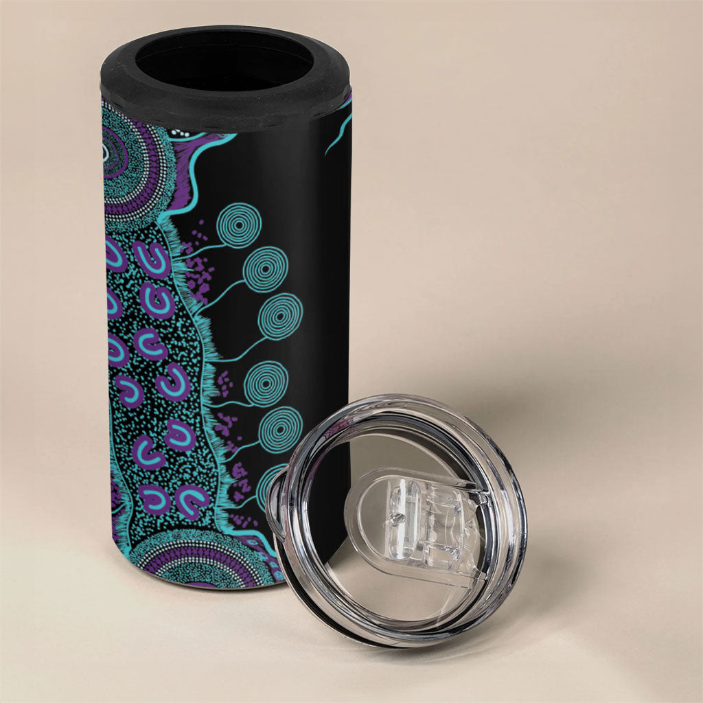 Australia You Matter Suicide Prevention Support Personalised 4 in 1 Can Cooler Tumbler Aboriginal Ribbon Dot Painting