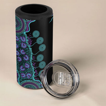 Australia You Matter Suicide Prevention Support Personalised 4 in 1 Can Cooler Tumbler Aboriginal Ribbon Dot Painting