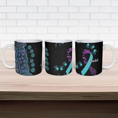 Australia You Matter Suicide Prevention Support Personalised Ceramic Mug Aboriginal Ribbon Dot Painting