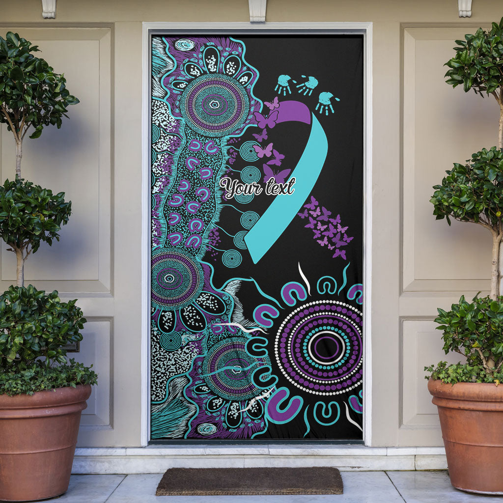 Australia You Matter Suicide Prevention Support Personalised Door Cover Aboriginal Ribbon Dot Painting