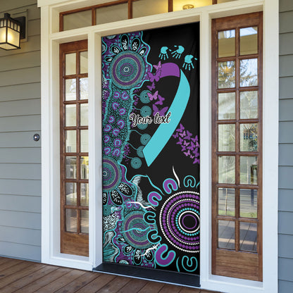 Australia You Matter Suicide Prevention Support Personalised Door Cover Aboriginal Ribbon Dot Painting