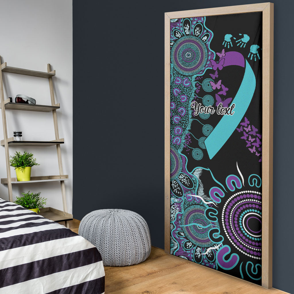Australia You Matter Suicide Prevention Support Personalised Door Cover Aboriginal Ribbon Dot Painting