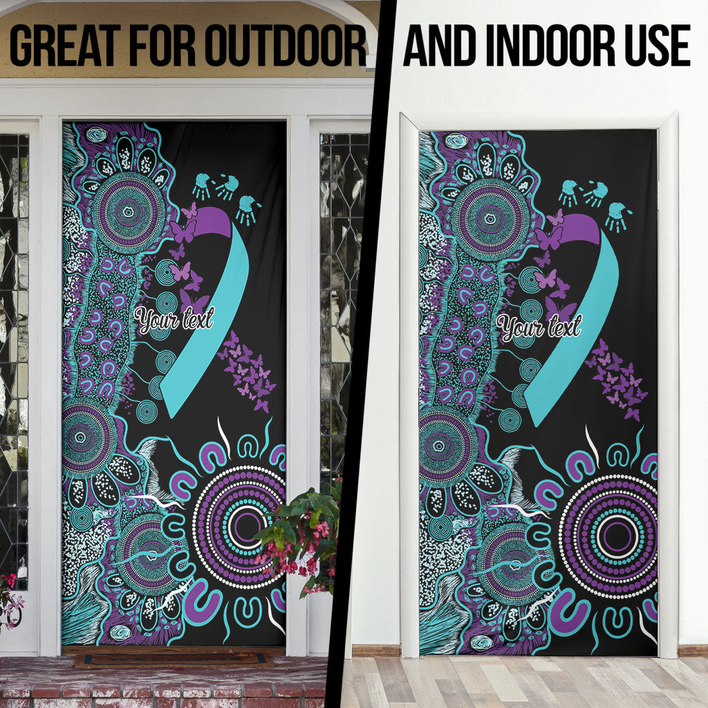 Australia You Matter Suicide Prevention Support Personalised Door Cover Aboriginal Ribbon Dot Painting
