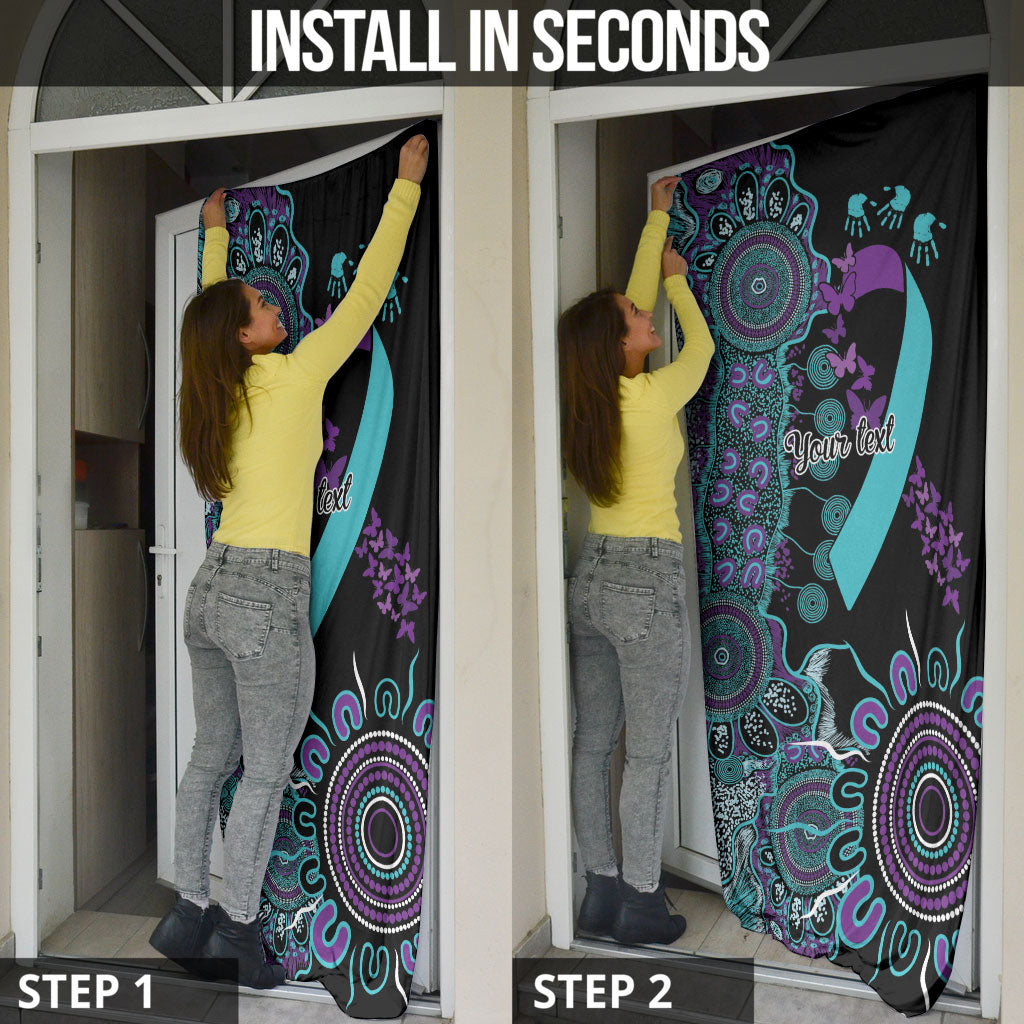 Australia You Matter Suicide Prevention Support Personalised Door Cover Aboriginal Ribbon Dot Painting