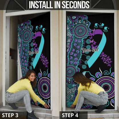 Australia You Matter Suicide Prevention Support Personalised Door Cover Aboriginal Ribbon Dot Painting