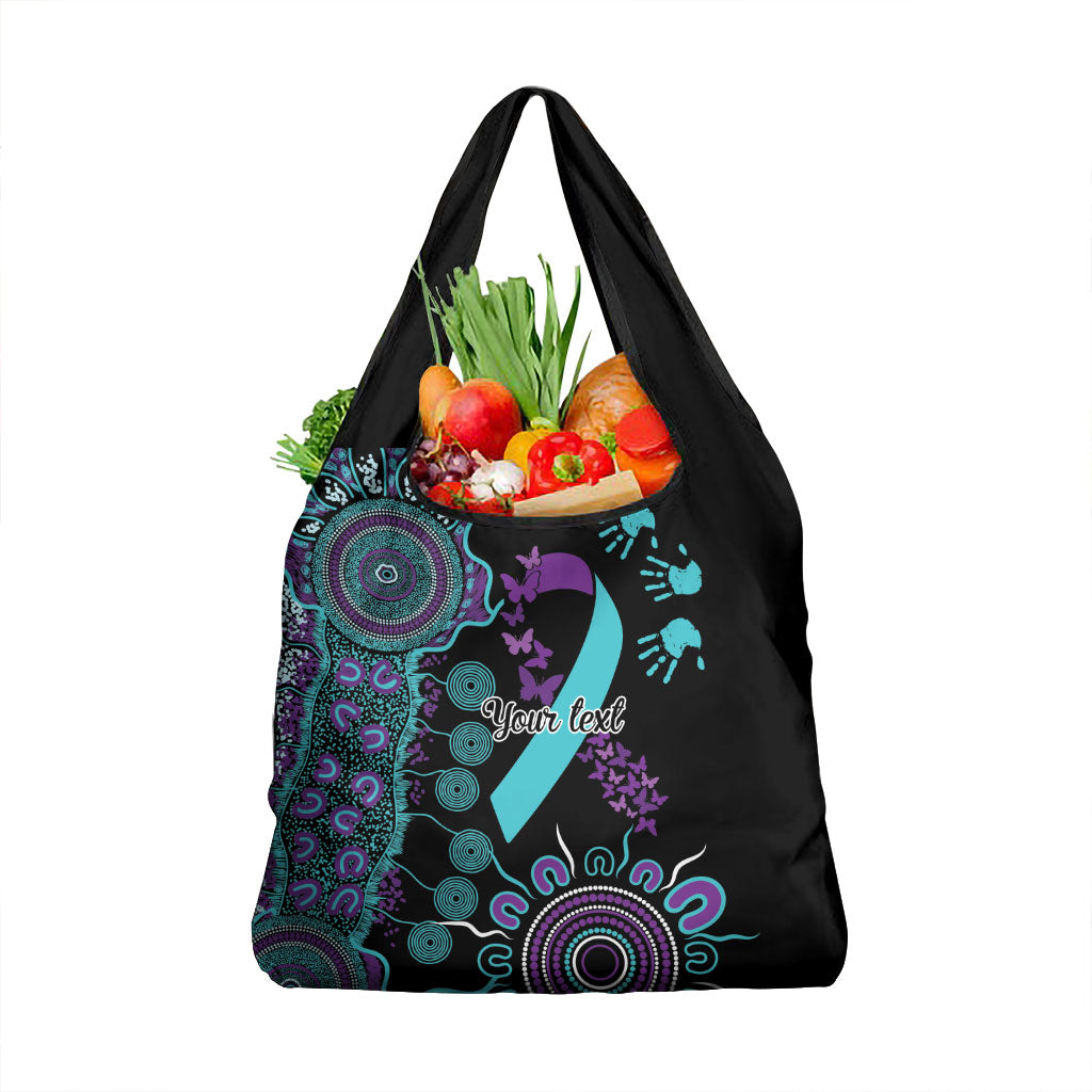 Australia You Matter Suicide Prevention Support Personalised Grocery Bag Aboriginal Ribbon Dot Painting