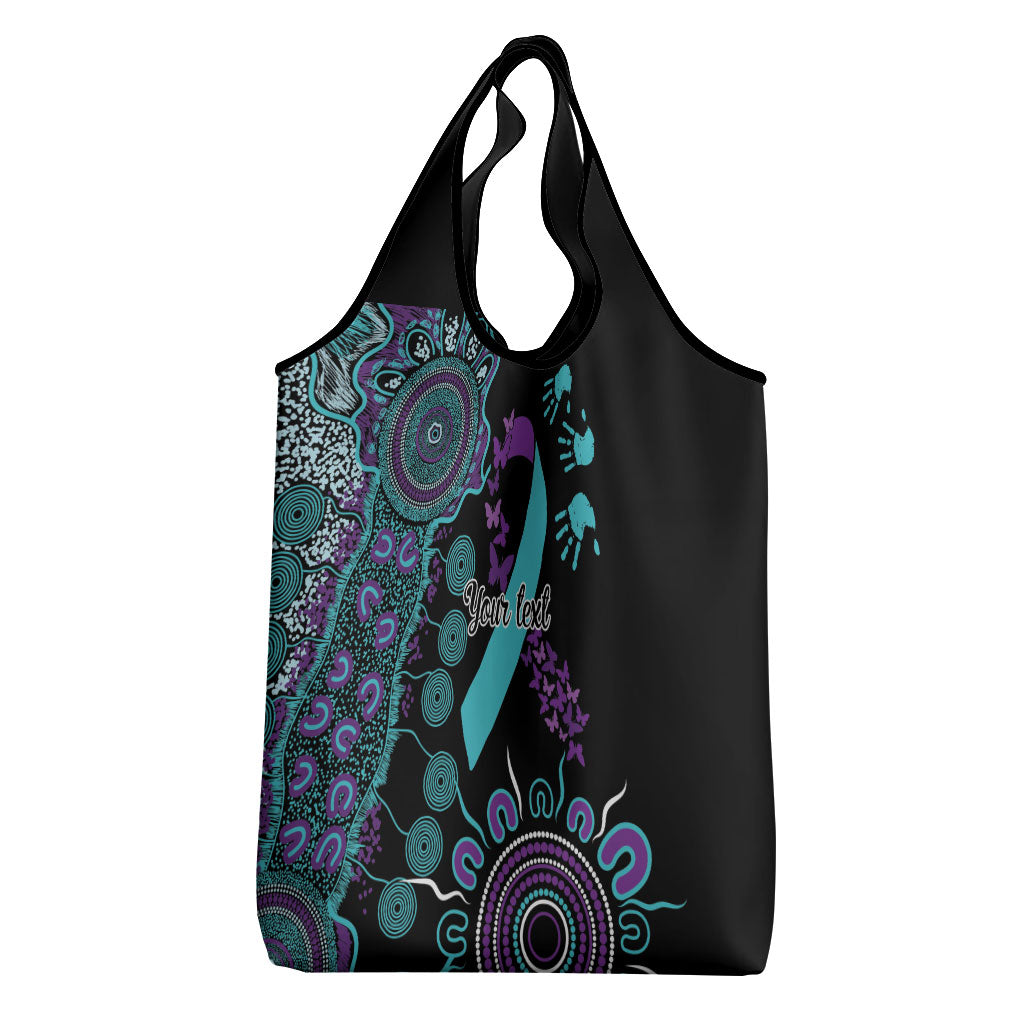 Australia You Matter Suicide Prevention Support Personalised Grocery Bag Aboriginal Ribbon Dot Painting