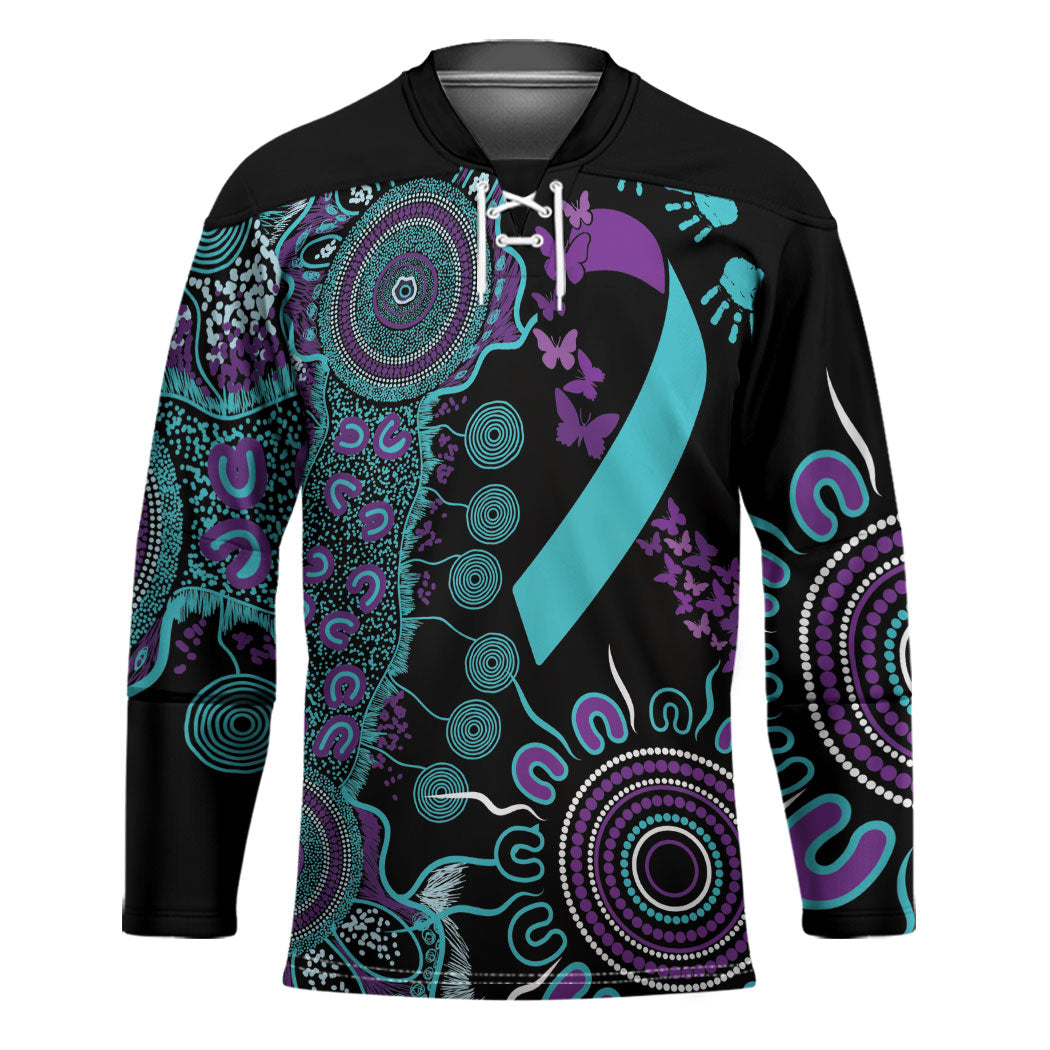 Australia You Matter Suicide Prevention Support Personalised Hockey Jersey Aboriginal Ribbon Dot Painting