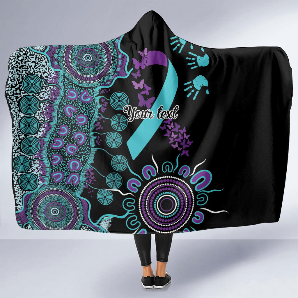 Australia You Matter Suicide Prevention Support Personalised Hooded Blanket Aboriginal Ribbon Dot Painting