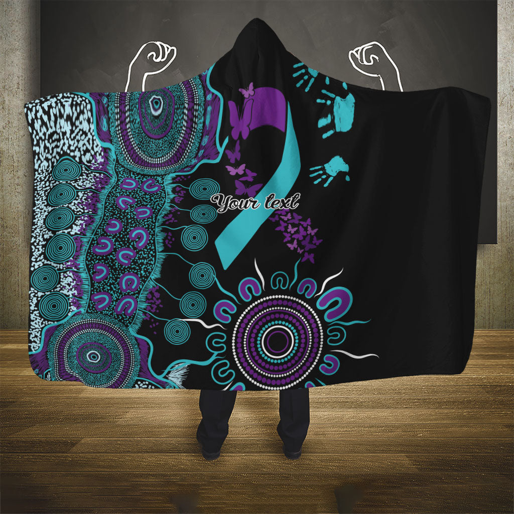 Australia You Matter Suicide Prevention Support Personalised Hooded Blanket Aboriginal Ribbon Dot Painting