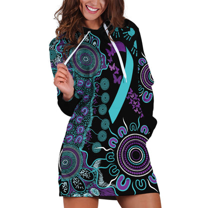 Australia You Matter Suicide Prevention Support Personalised Hoodie Dress Aboriginal Ribbon Dot Painting